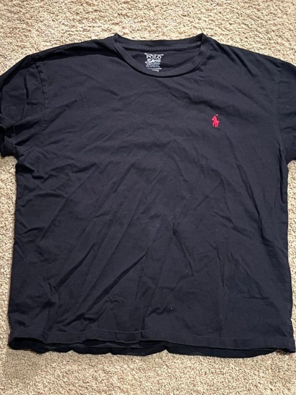 Black Polo Ralph Lauren cotton t-shirt with red logo, size M #preppy #classic